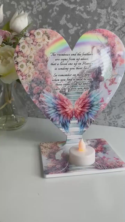 Rainbow & Feathers Memorial Tealight