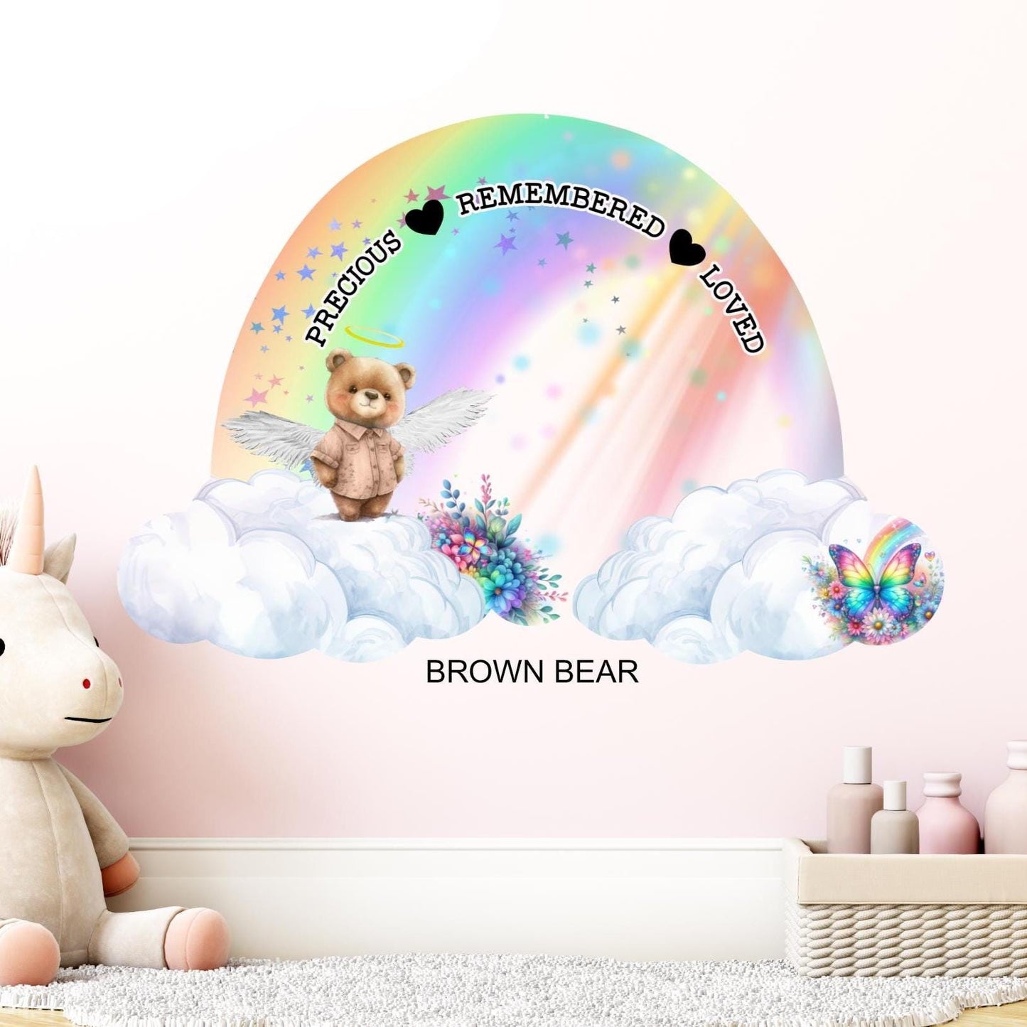 Rainbow angel baby remembrance plaque for memorial display