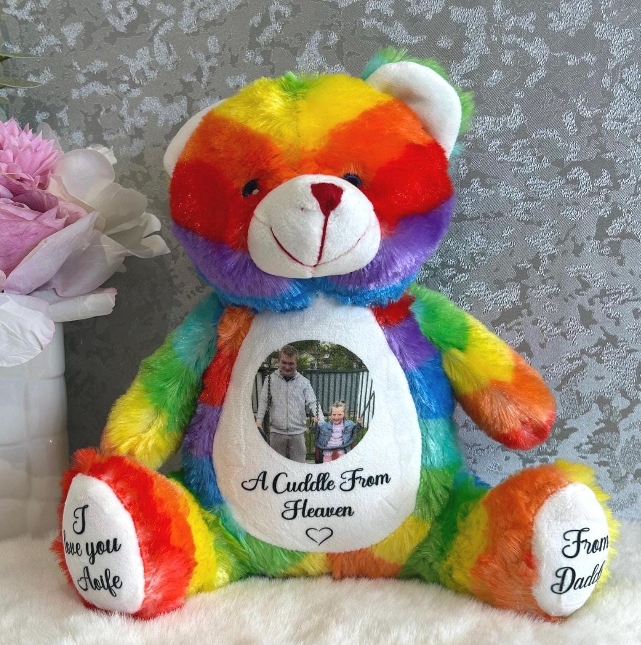 Rainbow photo memory keepsake personalised for remembrance