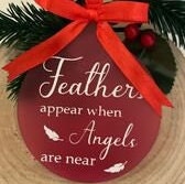 Red feather memorial Christmas bauble