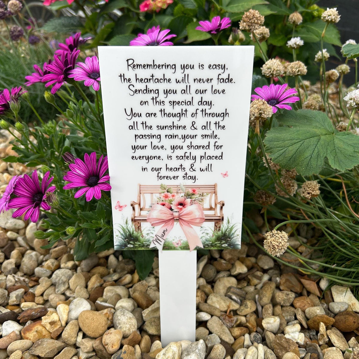 Remembering You Is Easy personalised memorial grave marker