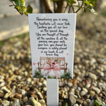 Remembering You Is Easy remembrance grave marker for a loved one