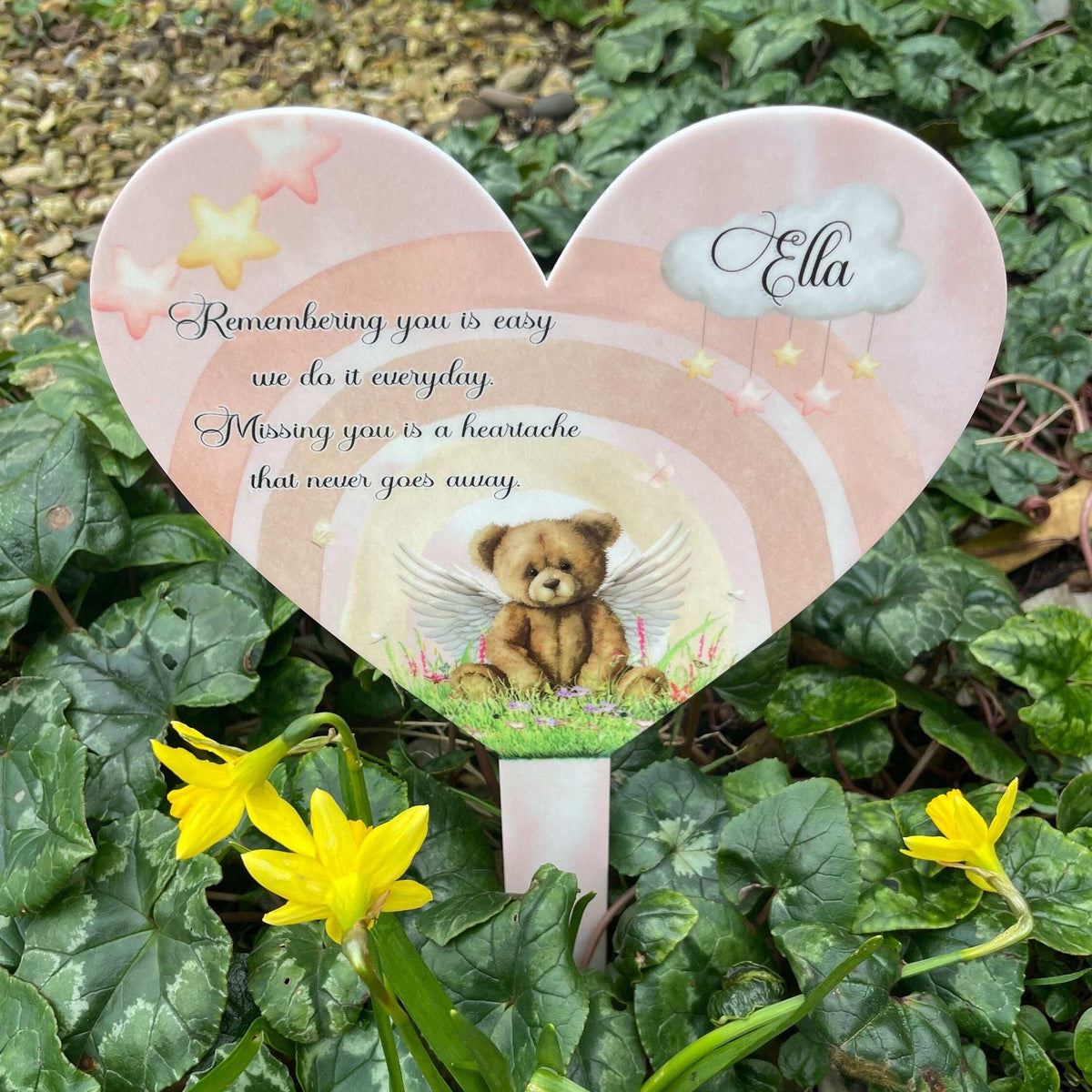 Remembering You pink teddy bear baby memorial grave marker
