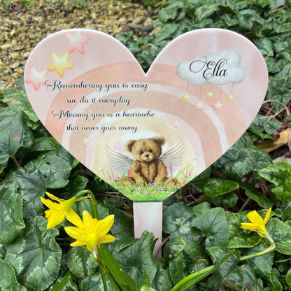 Remembering You pink teddy bear baby memorial grave marker