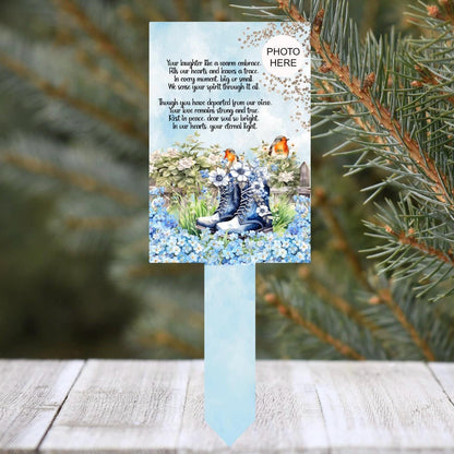 Robin and boots grave marker with your own remembrance poem
