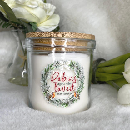 Robin candle for remembering a loved one