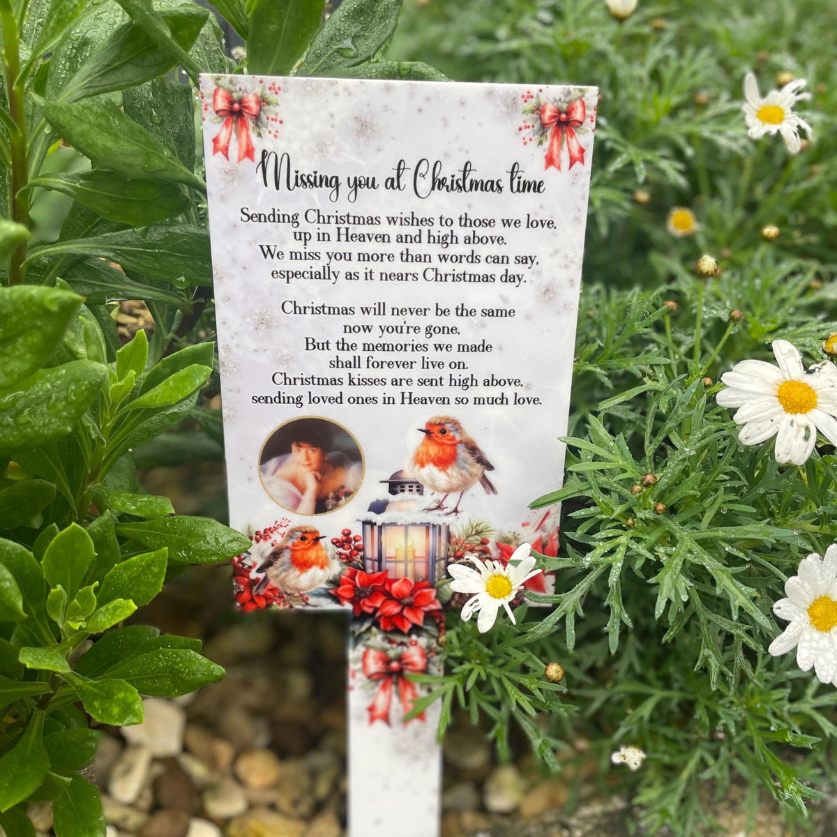 Robin Christmas Card To Heaven grave marker for a loved one