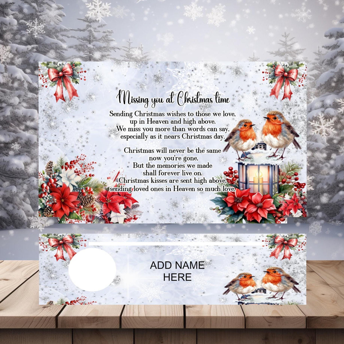 Robin Christmas memorial tealight holder for a loved one