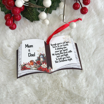 Robin Christmas open book memorial decoration