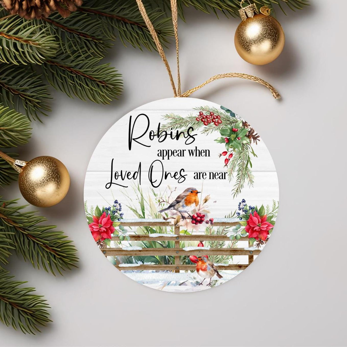 Robin Christmas remembrance bauble for a loved one