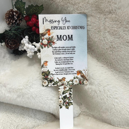 Robin and holly Christmas Card To Heaven grave marker
