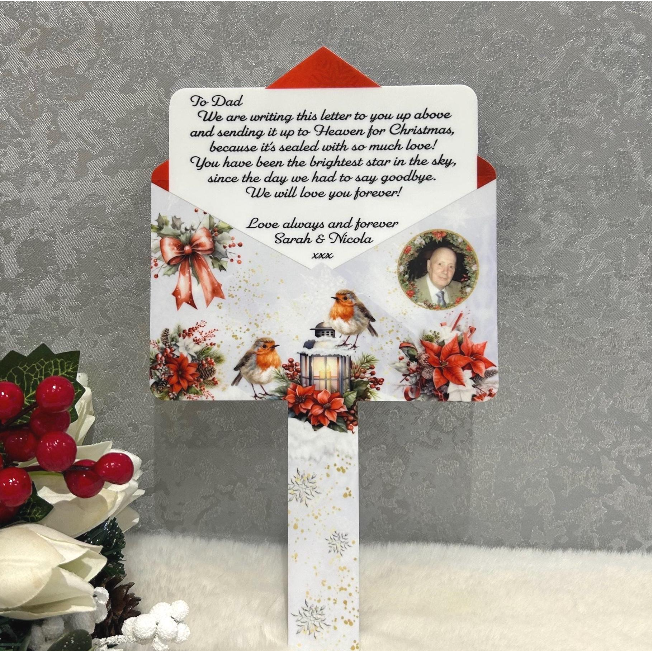 Robin Christmas Letter To Heaven grave marker for a loved one