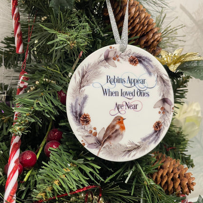 Robin memorial wreath hanging decoration for Christmas