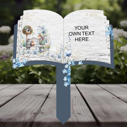 Robin open book grave marker personalised with your own special wording