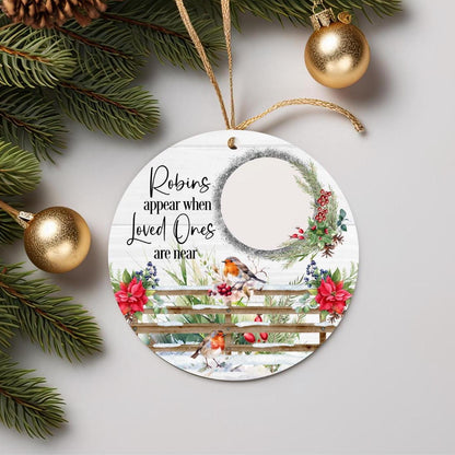 Robins Appear memorial bauble with treasured photograph