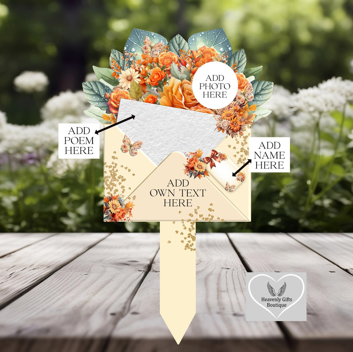 Rose bouquet memorial grave marker with personalised wording