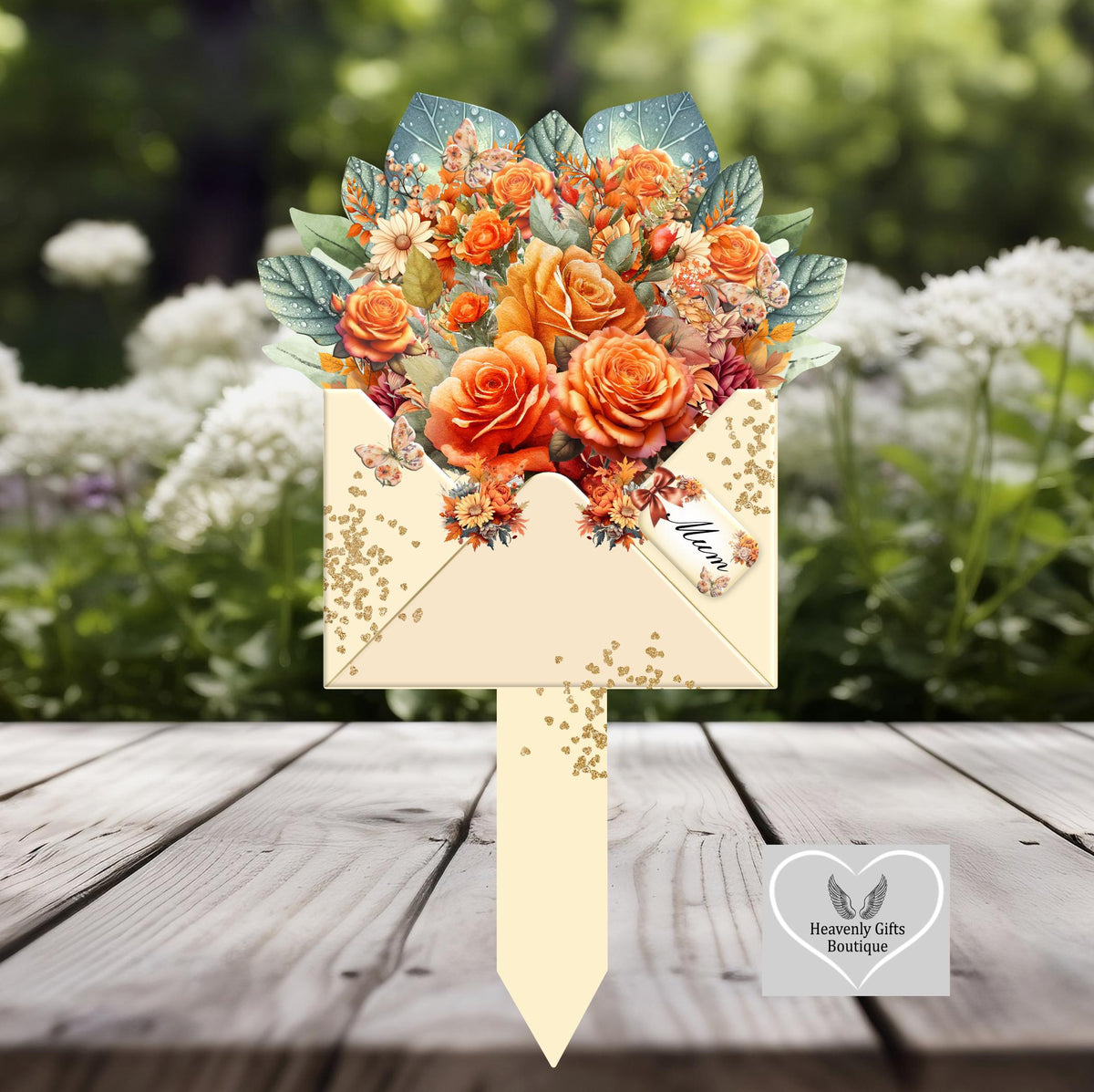 Rose bouquet memorial marker for graveside remembrance