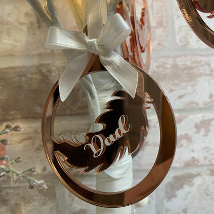 Rose gold feather Christmas memorial decoration