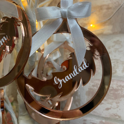 Rose gold mirror memorial feather keepsake