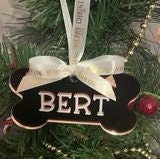 Mirror rose gold personalised pet bone Christmas bauble