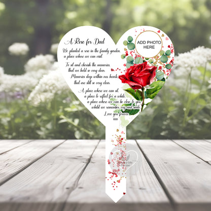 Rose heart grave marker featuring a heartfelt remembrance poem
