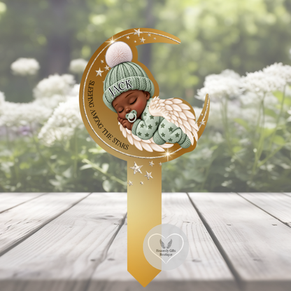 Sleeping Angel Baby remembrance grave marker available with a free matching hanging bauble.