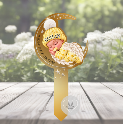 Sleeping Angel Baby grave marker mockup featuring an acrylic baby remembrance design.