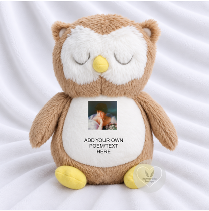 Sleeping owl photo remembrance keepsake for remembering someone special