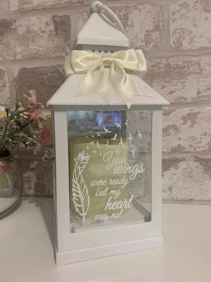 Small memorial LED lantern for remembering a loved one