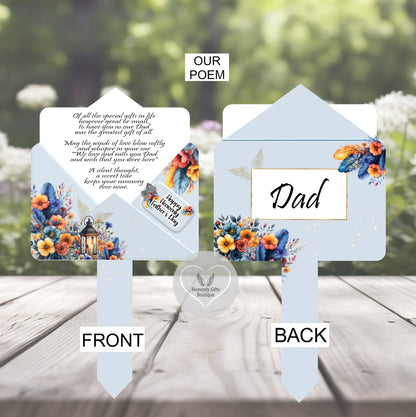 Front and back of blue Of All The Special Gifts memorial grave marker