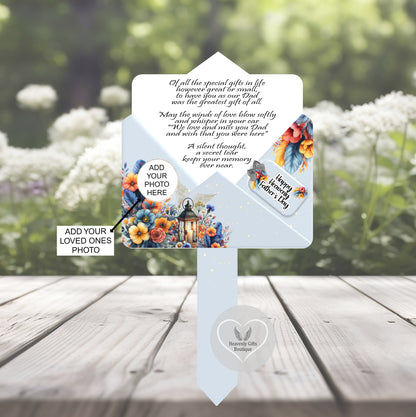 Of All The Special Gifts blue grave marker with remembrance poem and photograph