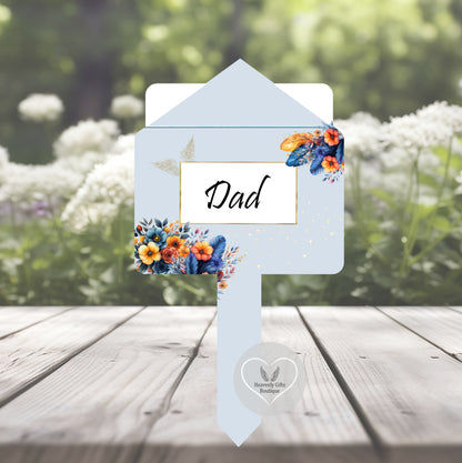 Back of blue Of All The Special Gifts personalised memorial marker