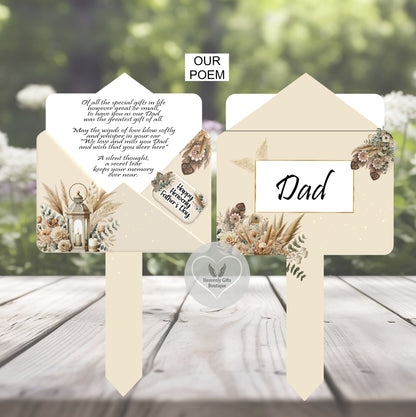 Front and back of Special Gifts In Life letter memorial grave marker