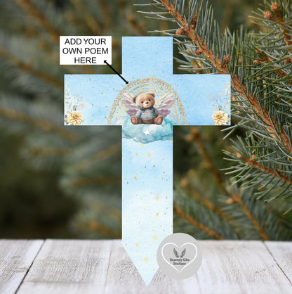 Baby loss graveside remembrance cross with personalised details
