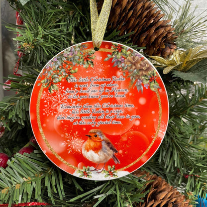 This Little Robin Christmas memorial bauble for a loved one