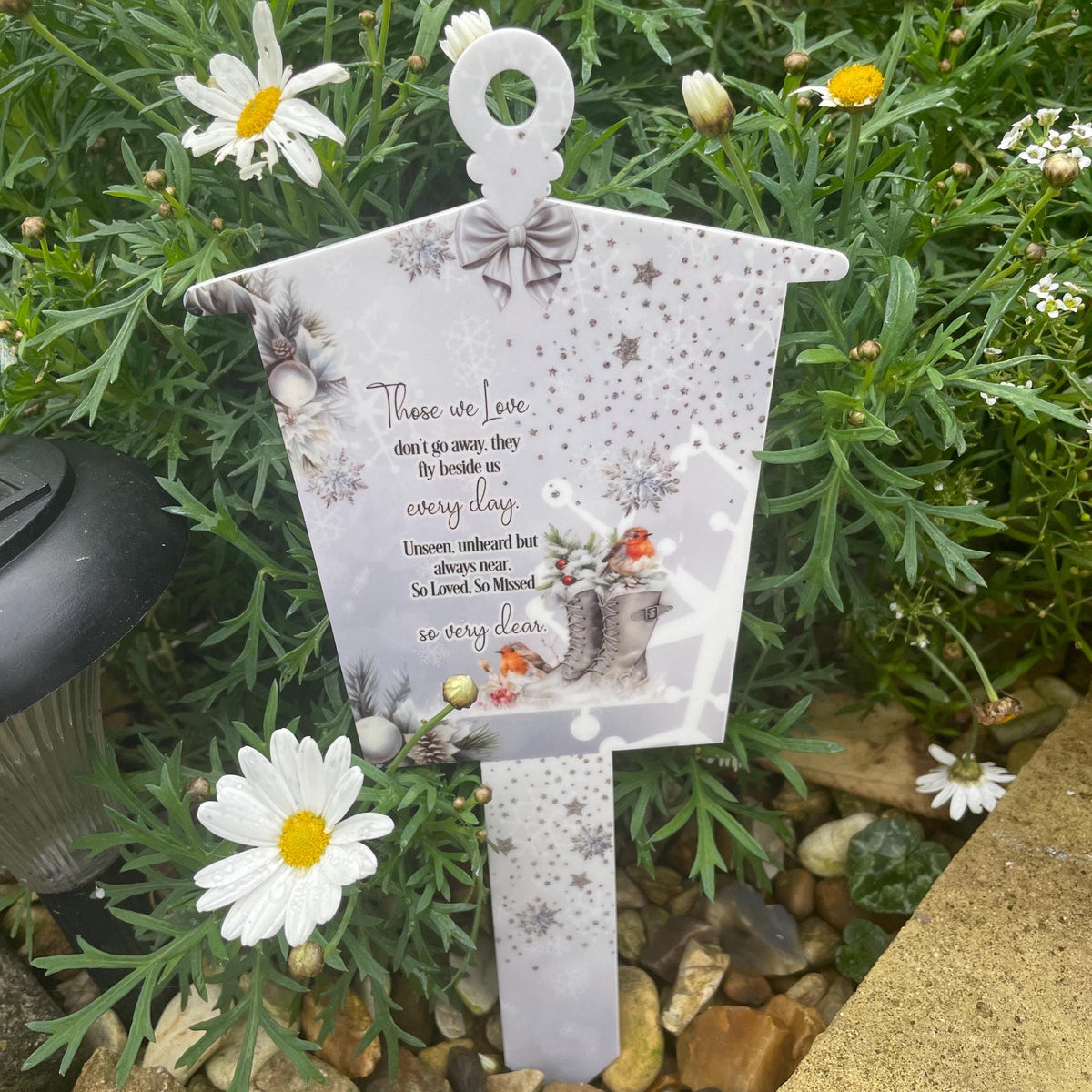 Those We Love Christmas memorial grave marker with remembrance poem