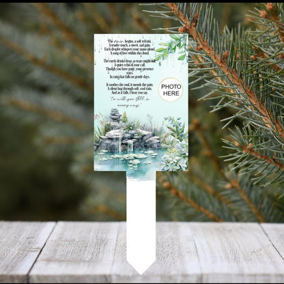 Waterfall memorial grave marker with your own remembrance poem