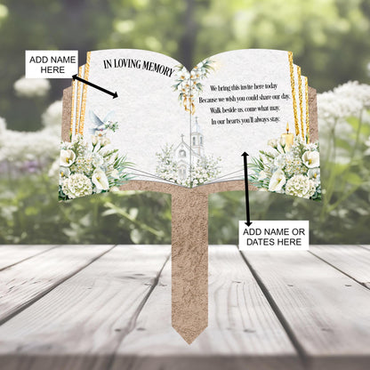 Wedding remembrance grave marker with personalised photo and wording