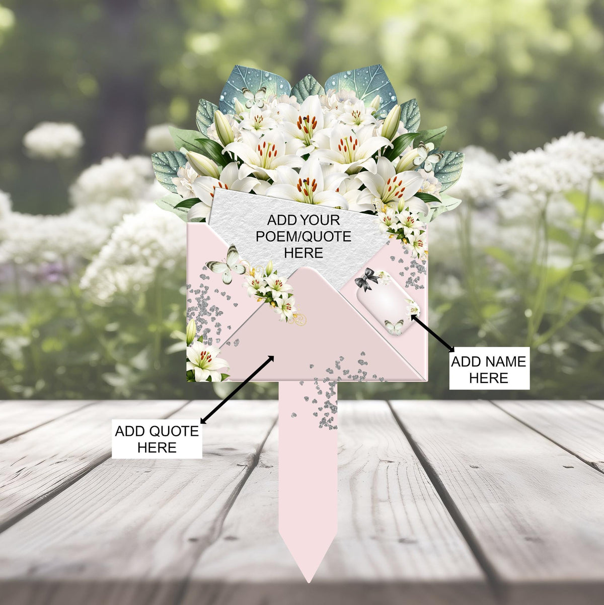 White lily Letter to Heaven memorial grave marker