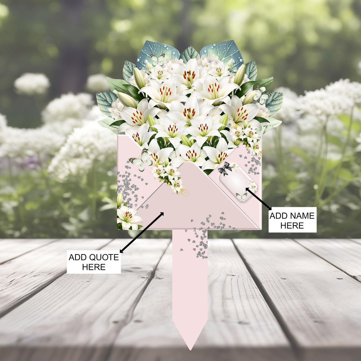 White lily memorial grave marker with Mother's Day remembrance design