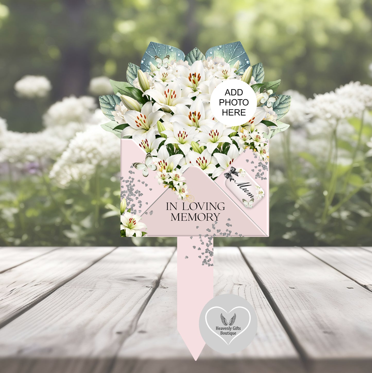 Happy Heavenly Birthday Flower Lily Bouquet Grave Marker