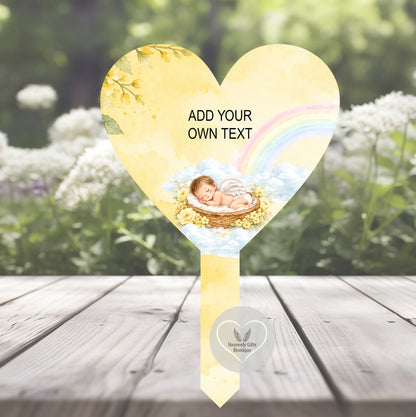 Yellow baby loss memorial grave marker with your own personalised wording